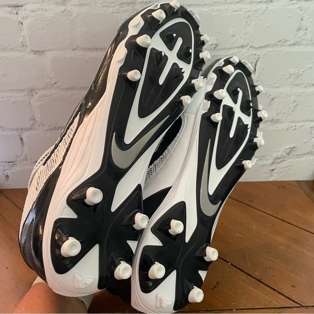 Nike Men's Alpha Pro Fly Wire Cleats Black White Size 15